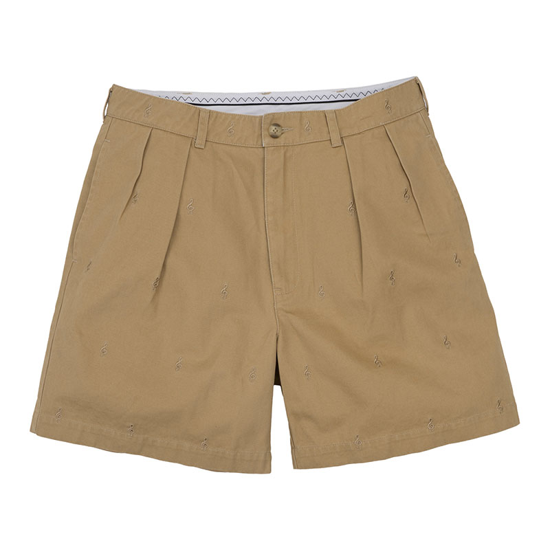 EMBROIDERED TUCK SHORTS